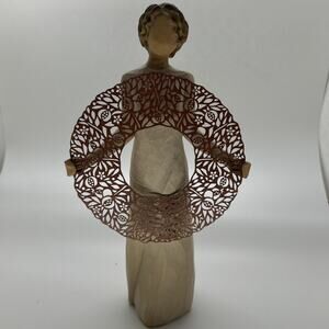 2010 Willow Tree Welcome Here Figurine Sculpture Rustic Wreath Serene Greetings